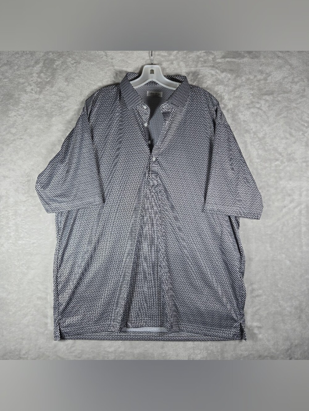 Collars and Co Men Dress Collar Polo Shirt 2XL Relaxed Fit Geometric Black White